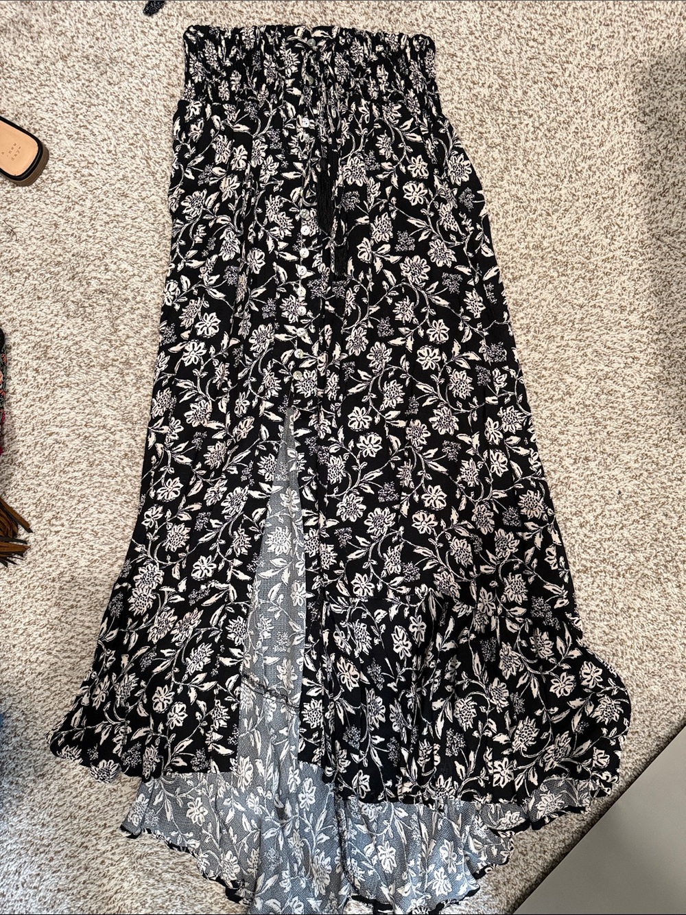 RACHEL Rachel Roy Black and White Floral High-Low Skirt